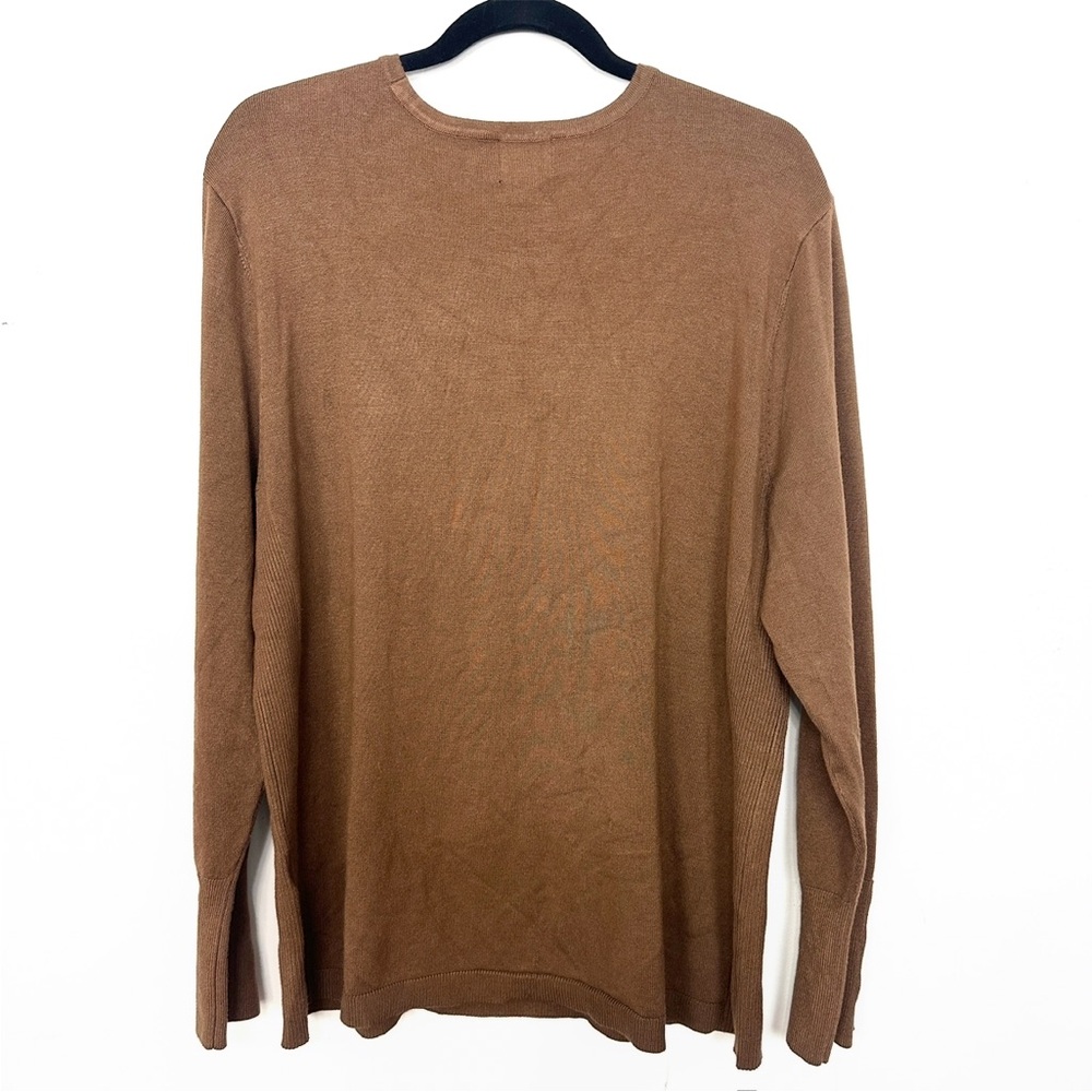 JM Collection Brown Sweater Gold‎ Button Cuff Soft Knit Rayon Nylon Blend XXL - Picture 5 of 5